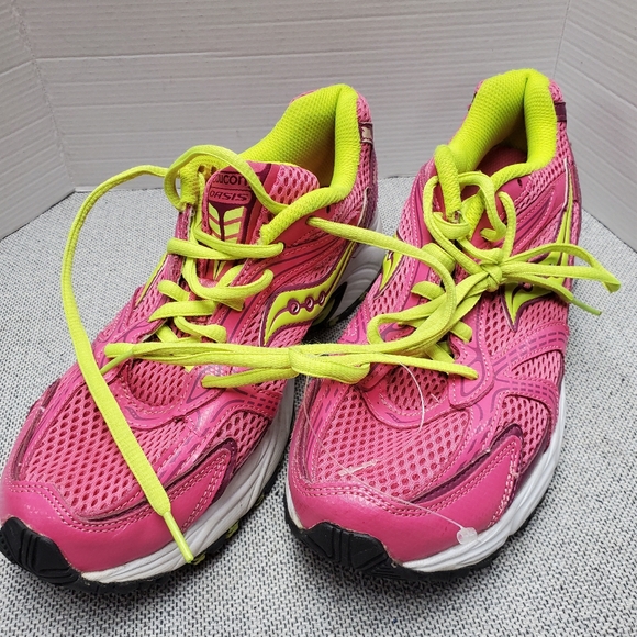 Saucony Women’s Hot Pink with Neon Yellow Athletic Running Shoes 9.5 - Picture 3 of 13